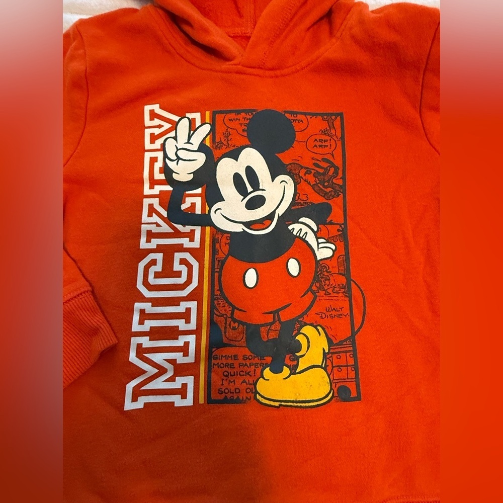 Disney Kids Hoodie in Bright Orange with Mickey Design - Picture 2 of 4